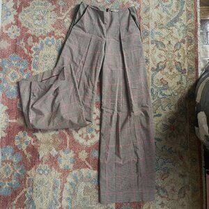 Hellessy Preston Palazzo Pants Brown Check FW18 Runway Sample Wide Leg